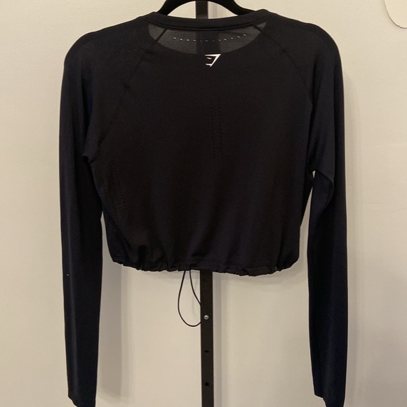 Gymshark Women's Black Crop-top Exercise Training Workout Drawstring Size Medium - Picture 4 of 8